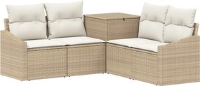 vidaXL Σετ Καναπέ 5 τμχ. Μπεζ και Κρέμ 178,5 x 178,5 x 85 εκ