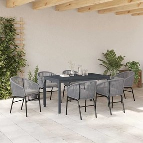 vidaXL Σέτ φαγητού για κήπο 7 pcs Γκρι Πολυ ράταν