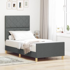 vidaXL Κρεβάτι Σκελετός Σκούρο Γκρι 90x190 εκ. Ύφασμα