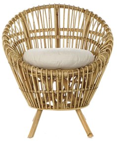 Πολυθρόνα DKD Home Decor 8424001750092 Φυσικό βαμβάκι Λευκό ρατάν (74 x 67 x 85 cm)