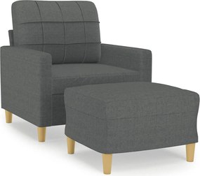 vidaXL Πολυθρόνα Σκούρο Γκρι 60 εκ. Υφασμάτινη με Υποπόδιο