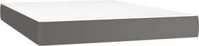 vidaXL Κρεβάτι Boxspring με Στρώμα Γκρι 140x190εκ. από Συνθετικό Δέρμα