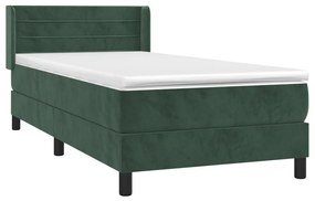 Κρεβάτι Boxspring με Στρώμα Σκούρο Πράσινο 100x200εκ. Βελούδινο - Πράσινο