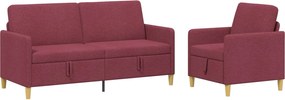 vidaXL Σαλονάκι Σετ Με Αποθηκευτικό Χώρο 2 pcs Κόκκινο Πολυεστέρας