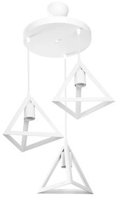 GloboStar® TRIANGLE 203-0164 Μοντέρνο Κρεμαστό Φωτιστικό Καμπάνα Τρίφωτο 3 x E27 IP20 Λευκό Πλαστικό - Μ50 x Π50 x Υ80cm