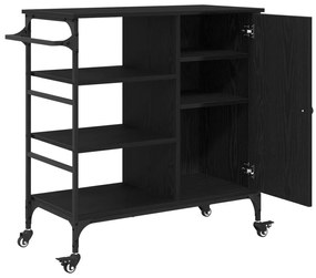 vidaXL Τρενάκι Κουζίνας Μαύρο Δρυς 87.5x38.5x84.5 cm Επεξεργασμένο Ξύλο