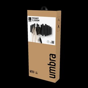 Ξύλινη Κρεμάστρα Τοίχου Umbra Picket Μαύρη 1010471-040