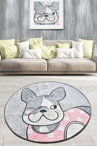 Χαλί Happy Dogs 882CHL1138 Grey-Pink Conceptum Hypnose 100X100cm Round