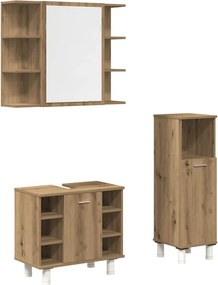 vidaXL Σετ Επίπλων Μπάνιου 3 Τεμαχίων Τεχνίτης Δρυς από Τεχν. Ξύλο