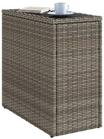 vidaXL Τραπέζι Κήπου με Γυάλινη Επιφ. Γκρι 58x27,5x55 εκ. Συνθ. Ρατάν