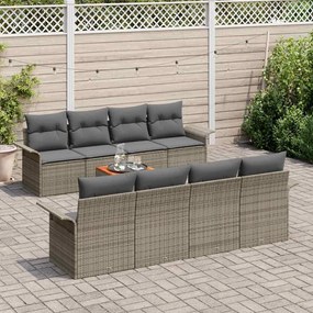 vidaXL Σετ Καναπέ Κήπου 9 pcs Γκρι Πολυ ράταν