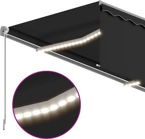 vidaXL Ηλεκτρική τέντα με LED και αισθητήρα 4,5 x 3 m Ανθρακί