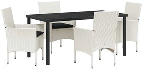 vidaXL Σέτ φαγητού για κήπο με μαξιλάρι 5 pcs Λευκό Πολυ ράταν