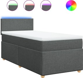 vidaXL Κρεβάτι Boxspring με Στρώμα Σκούρο Γκρι 80x200 εκ. Υφασμάτινο