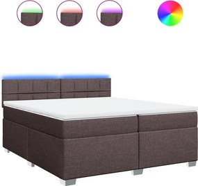 vidaXL Κρεβάτι Boxspring με Στρώμα Σκούρο Καφέ 200x200 εκ. Υφασμάτινο