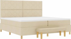 vidaXL Κρεβάτι με ελατήρια με στρώμα Κρεμ 200 x 200 cm ύφασμα
