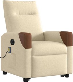 vidaXL Πολυθρόνα Μασάζ Ηλεκ. Ανακλινόμενη με Ανύψωση Κρεμ Υφασμάτινη