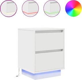 vidaXL Κομοδίνο με φώτα LED Λευκό 38x34x50 cm