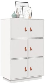 vidaXL Ντουλάπι Ψηλό Λευκό 67 x 40 x 108,5 εκ. από Μασίφ Ξύλο Πεύκου