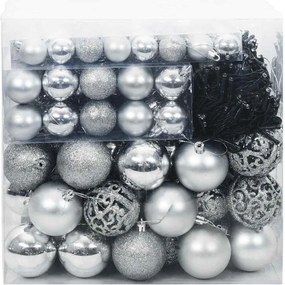vidaXL Σετ Χριστουγεννιάτικων Στρογγυλών Μπαλίτσων 120 pcs Ασημί