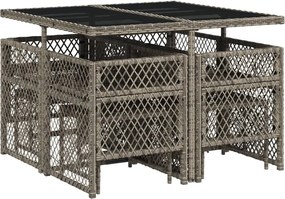 vidaXL Σετ Τραπεζαρίας Κήπου 9 τεμ. Γκρι Συνθ. Ρατάν με Μαξιλάρια