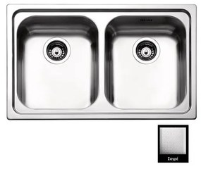 Apell Venezia 8380 Ανοξείδωτος Σαγρέ Ένθετος Νεροχύτης Με 2 Γούρνες 79x50 cm