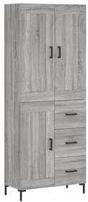 vidaXL Ντουλάπι Γκρι Sonoma 69,5 x 34 x 180 εκ. Επεξεργασμένο Ξύλο