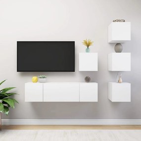 vidaXL Έπιπλα Τηλεόρασης Σετ 6 Τεμαχίων Λευκό από Μοριοσανίδα