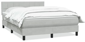 vidaXL Κρεβάτι Boxspring με Στρώμα Ανοιχτό Γκρι 160x210 εκ. Βελούδινο