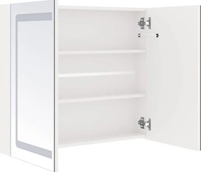 vidaXL Καθρέφτης Μπάνιου με Ντουλάπι &amp; LED Λαμπερό Λευκό 80x12x68 εκ.