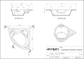 Acrilan Mykonos - Γωνιακή Μπανιέρα 145 x 145 εκ. - Ακρυλικό
