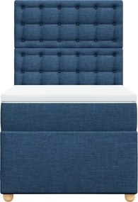 vidaXL Κρεβάτι Boxspring με Στρώμα Μπλε 100 x 200 εκ. Υφασμάτινο