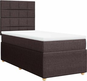 vidaXL Κρεβάτι Boxspring με Στρώμα Σκούρο Καφέ 90x200 εκ. Υφασμάτινο