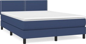 vidaXL Κρεβάτι Boxspring με Στρώμα Μπλε 140x200 εκ. Υφασμάτινο