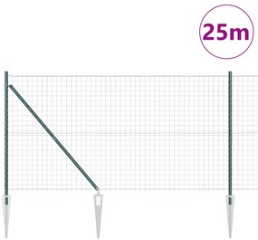vidaXL Euro Fence με 13 Σπονδυλωτούς Πόλους 1x25 μ Γαλβανισμένο Χάλυβα Πράσινο