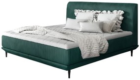 Επενδυμένο κρεβάτι Wavy με στρώμα και ανώστρωμα-140 x 200-Prasino