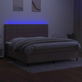 vidaXL Κρεβάτι Boxspring με Στρώμα &amp; LED Taupe 200x200 εκ. Υφασμάτινο
