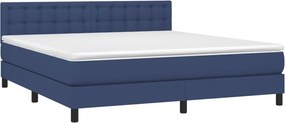 vidaXL Κρεβάτι Boxspring με Στρώμα Μπλε 180x200 εκ. Υφασμάτινο