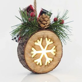 Magic Christmas Ξύλινο Κρεμαστό Φωτιζόμενο Στολίδι Με Χιονονιφάδα 8.5*3*11cm Μπαταρίας 600-40921