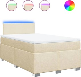vidaXL Κρεβάτι Boxspring με Στρώμα Κρεμ 120x190 εκ. Υφασμάτινο
