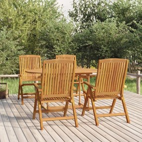 Καρέκλες Κήπου Ανακλινόμενες 4 τεμ. από Μασίφ Ξύλο Teak - Καφέ