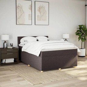 VidaXL Κρεβάτι Boxspring με Στρώμα Σκούρο Καφέ 140x190 εκ. Υφασμάτινο