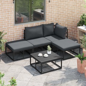 vidaXL Σετ Καναπέ Κήπου 4 pcs Μαύρο 211.5 x 141.5 x 71 εκ Αλουμίνιο