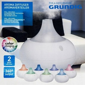 Διαχυτής αρώματος Grundig ED-12133, 140 ml, USB, φως LED, 8 χρώματα, λευκό