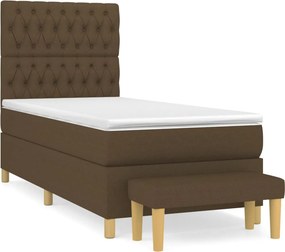 vidaXL Κρεβάτι Boxspring με Στρώμα Σκούρο Καφέ 90x190 εκ. Υφασμάτινο