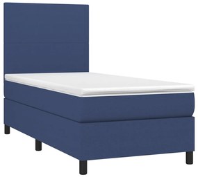 vidaXL Κρεβάτι Boxspring με Στρώμα &amp; LED Μπλε 80x200 εκ. Υφασμάτινο
