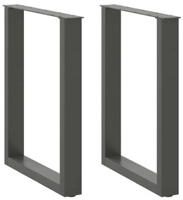 Πόδια Τραπεζαρίας σε Σχήμα U 2 τεμ. Ανθρακί 60x(72-73) εκ. Ατσάλι