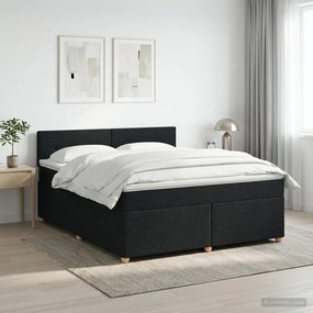 vidaXL Κρεβάτι box spring με στρώμα Μαύρο 160 x 200 cm Ύφασμα