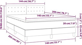 vidaXL Κρεβάτι Boxspring με Στρώμα Μαύρο 140x200 εκ. Βελούδινο