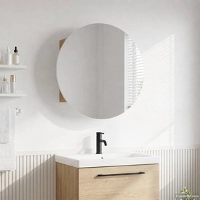 VidaXL Ντουλάπι Μπάνιου με Στρογγυλό Καθρέφτη&LED Δρυς 40x40x17,5 εκ.